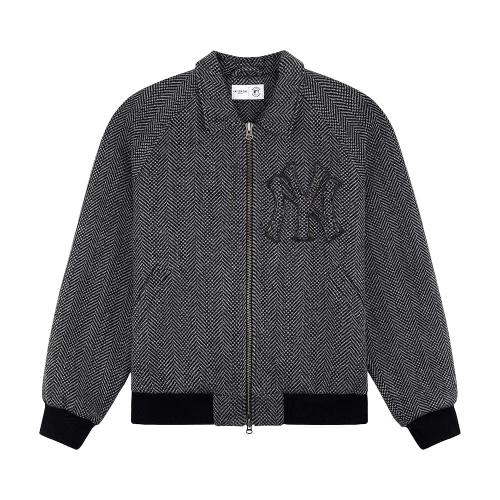 Aimé Leon Dore x New York Yankees Wool Varsity Jacket Charcoal