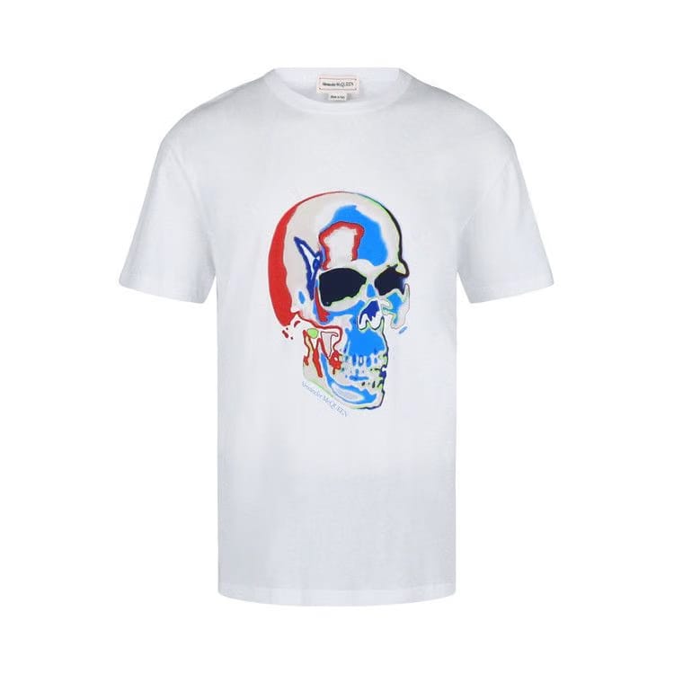 Alexander McQueen Solarized Skull Graphic T-Shirt White Multi