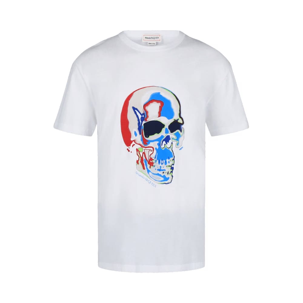 Alexander McQueen Solarized Skull Graphic T-Shirt White Multi