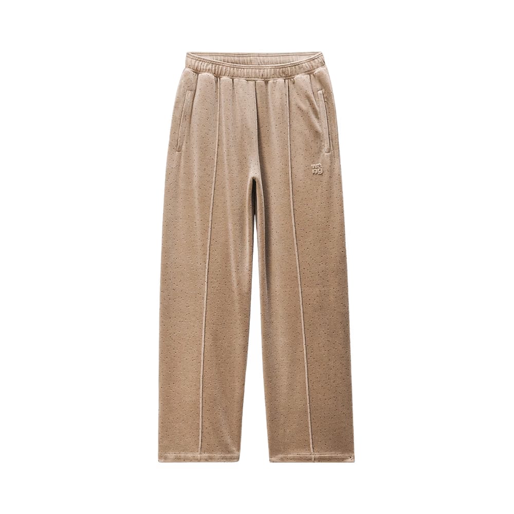 Alexander Wang Allover Hotfix Mid Rise Relaxed Pant Warm Taupe