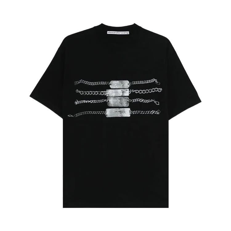 Alexander Wang Chain Graphic Shorts-Sleeve T-Shirt White