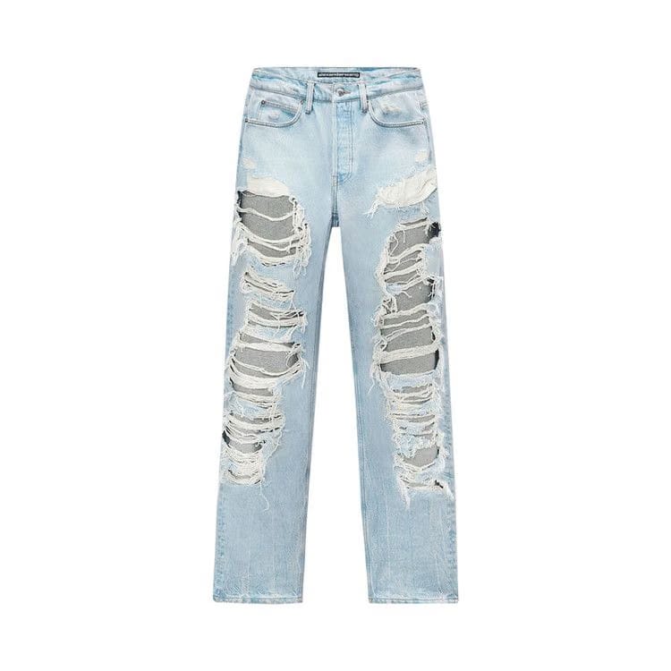 Alexander Wang Distressed Straight Backed Knit Jean Light Bleach