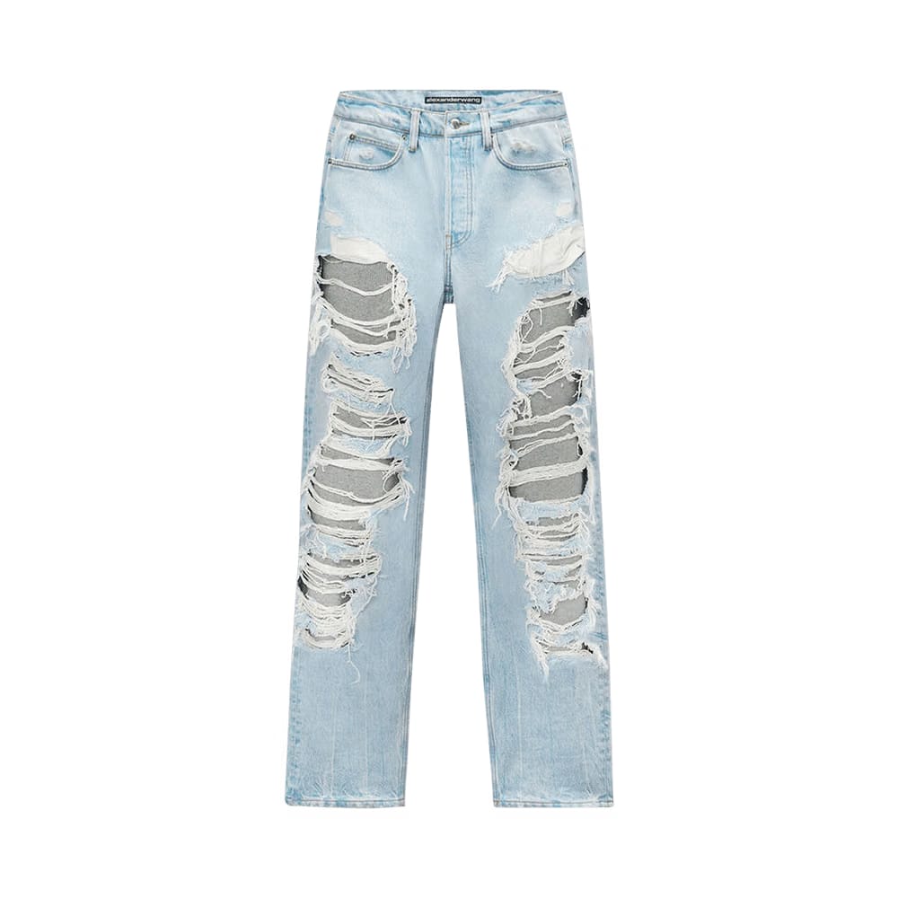 Alexander Wang Distressed Straight Backed Knit Jean Light Bleach
