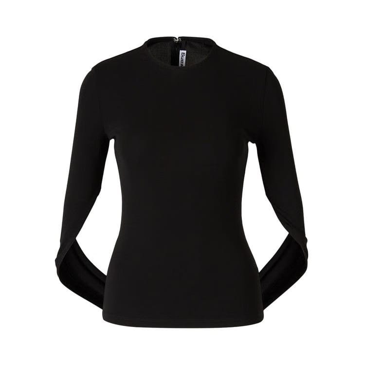 Alexander Wang Drape Back Long-Sleeve Top Black