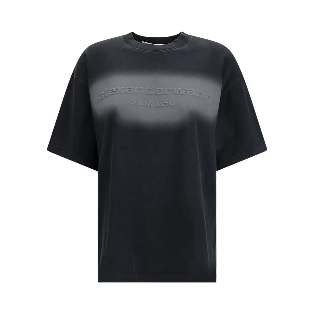 Alexander Wang Emboss Shorts-Sleeve T-Shirt Washed Black