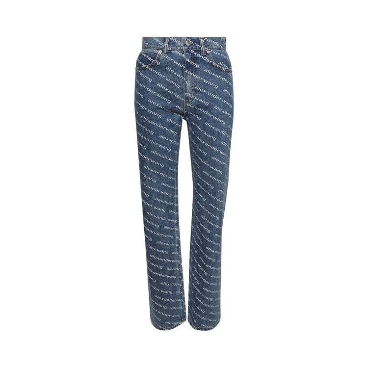 Alexander Wang Ez Logo Crystal Jeans Deep Blue/White