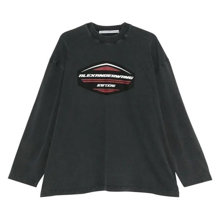 Alexander Wang Graphic Print Long-Sleeve Pull Over Washed Black