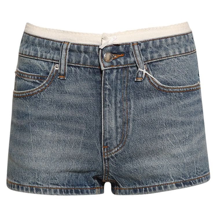 Alexander Wang High Rise Mini Shorts Pointelle Undie Vintage Light Indigo