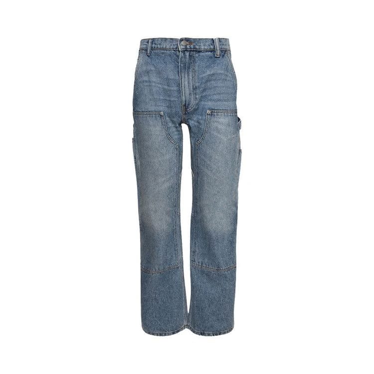 Alexander Wang High Waisted Bowed Carpenter Pant Crystal Pattern Classic Worn Indigo