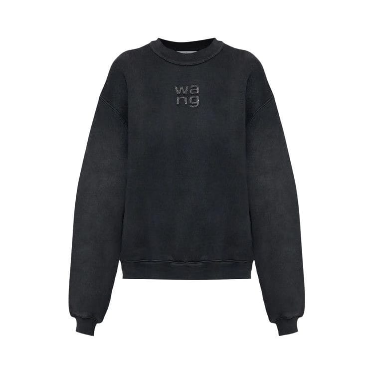 Alexander Wang Hotfix Logo Crewneck Sweatshirt Washed Black