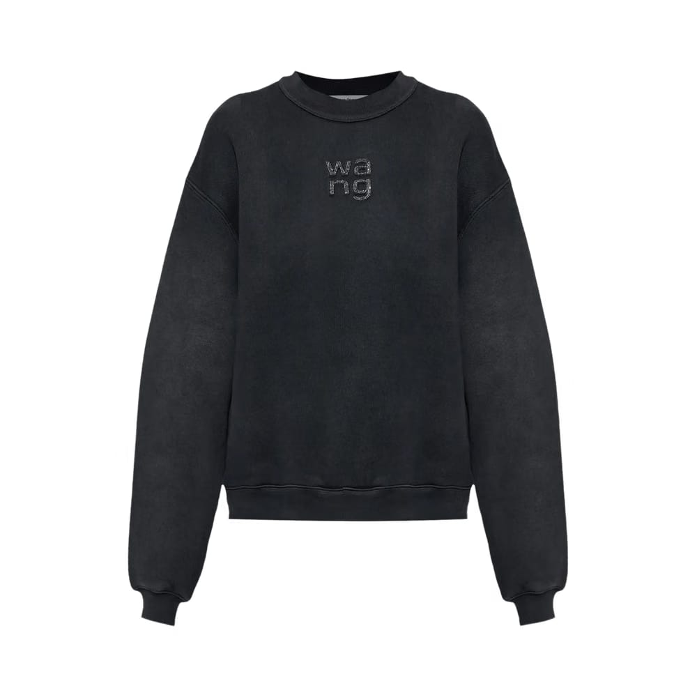 Alexander Wang Hotfix Logo Crewneck Sweatshirt Washed Black