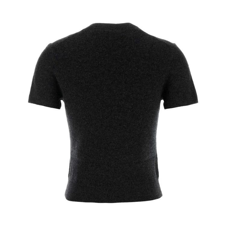 Alexander Wang Knit Logo Label Shorts-Sleeve Crewneck T-Shirt Charcoal