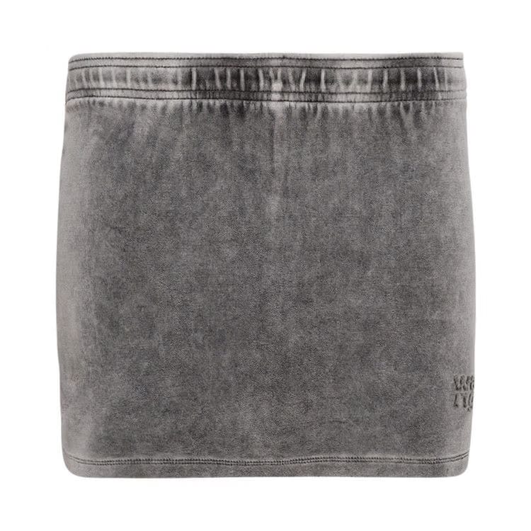 Alexander Wang Mid Rise Mini Embossed Logo Skort Washed Alloy