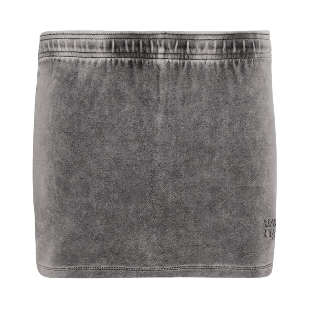 Alexander Wang Mid Rise Mini Embossed Logo Skort Washed Alloy
