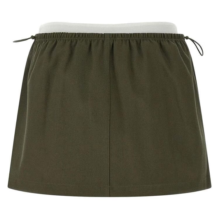 Alexander Wang Mid Rise Mini Logo Elastic Skirt Army Green