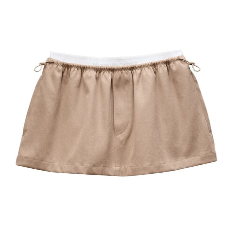 Alexander Wang Mid Rise Mini Logo Elastic Skirt Warm Taupe