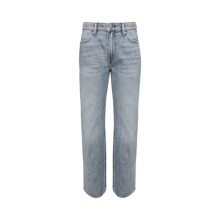 Alexander Wang Mid Rise Relaxed Jeans W/ Prestyle Diamante Charm Vintage Faded Indigo