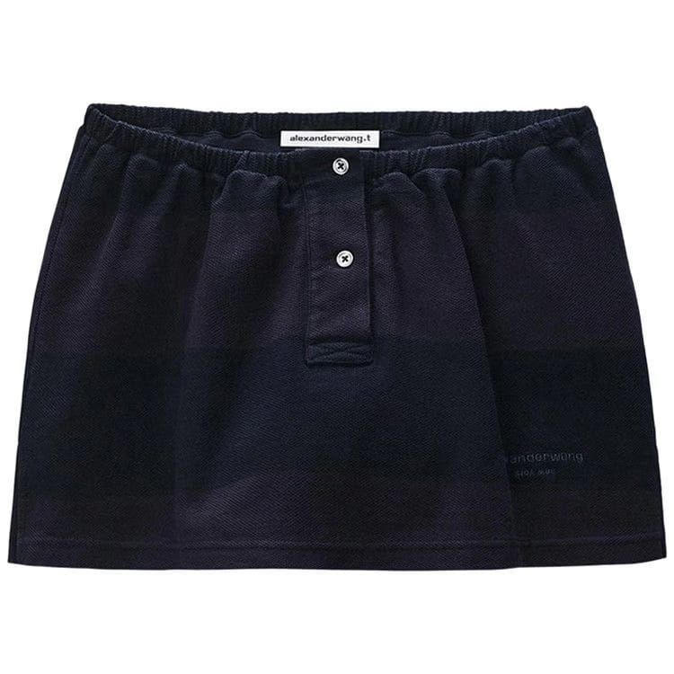 Alexander Wang Mini Deconstructed Polo Skort Black Overdyed Stripe