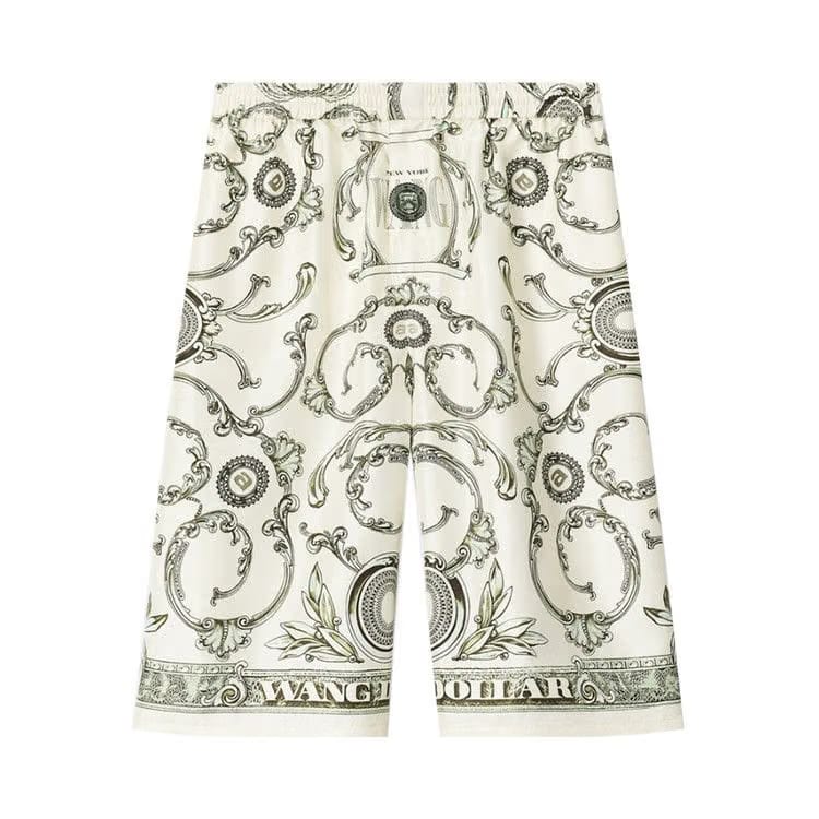 Alexander Wang Money Print Pull On Extra Long Boxer Shorts Ivory/Green