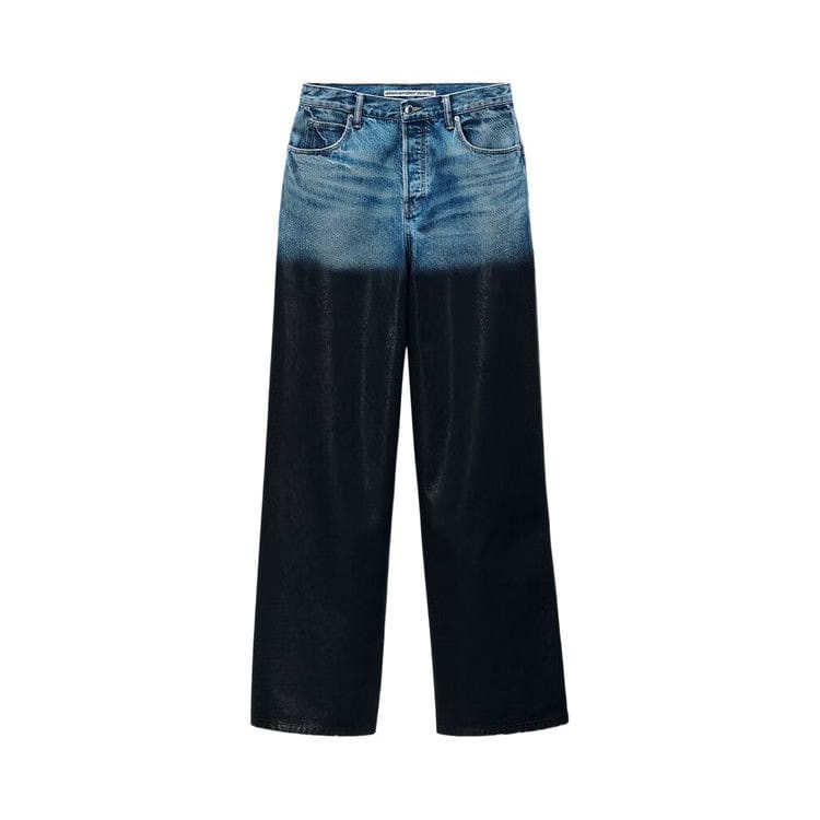Alexander Wang Partial Coating Surge Low Rise Wide Leg Jean Vintage Marbled Blue
