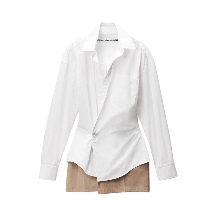 Alexander Wang Pre Styled Mini Wrap Dress with Twill White