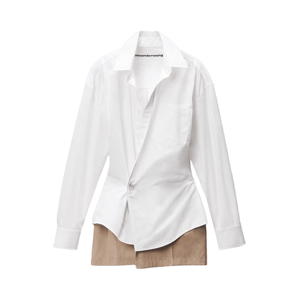 Alexander Wang Pre Styled Mini Wrap Dress with Twill White