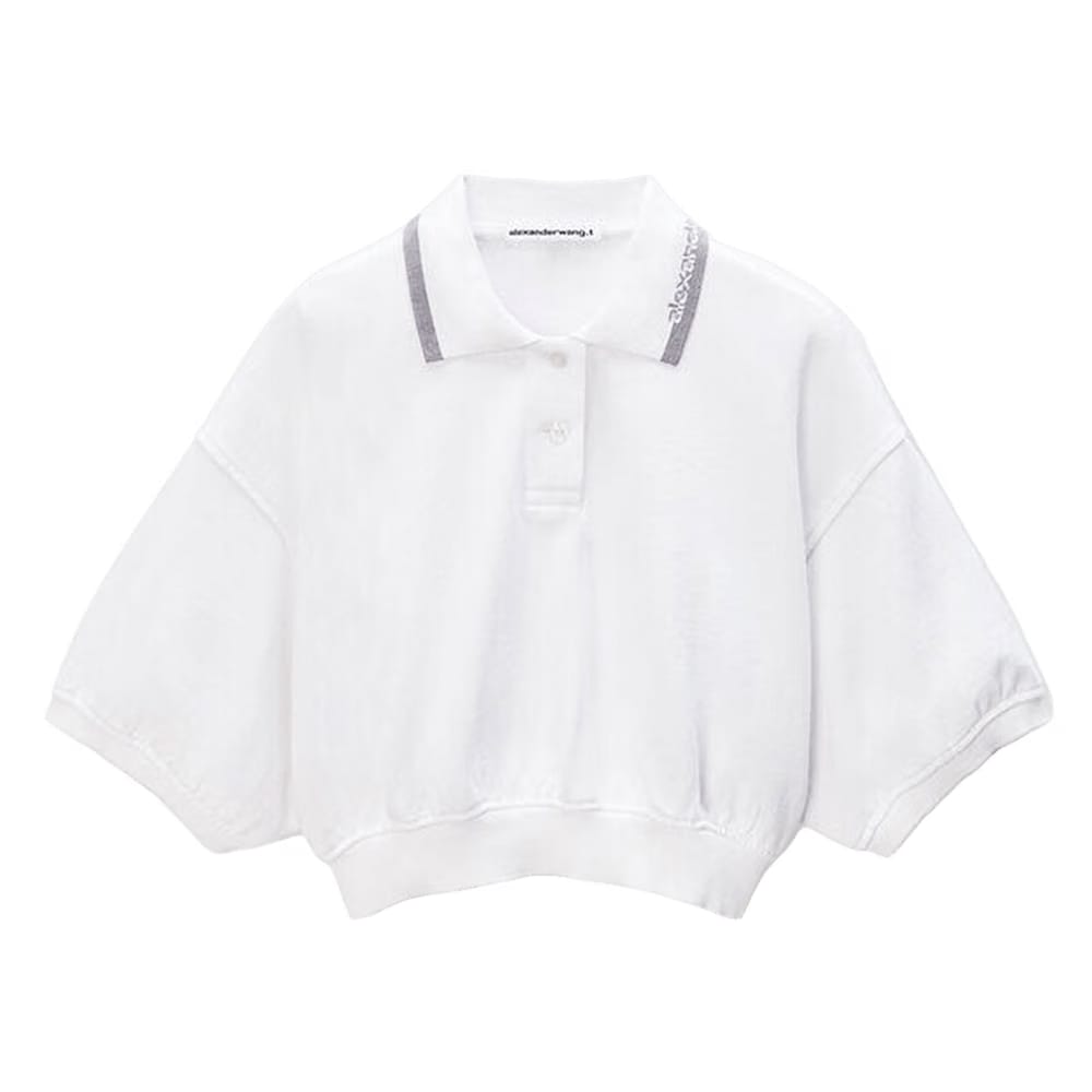 Alexander Wang Relaxed Cropped Cinched Polo White