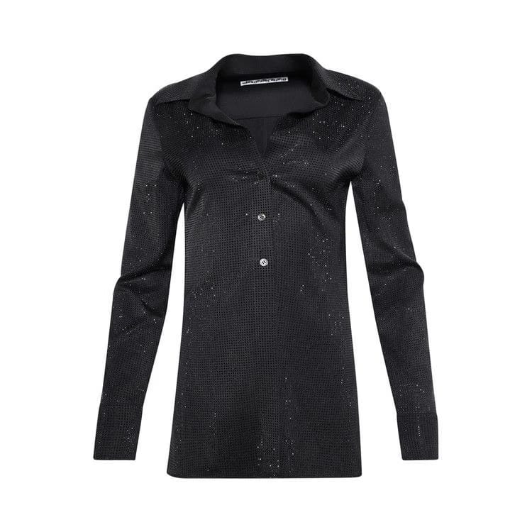 Alexander Wang Slim Shirt W/ All Over Hotfix Washed Charcoal