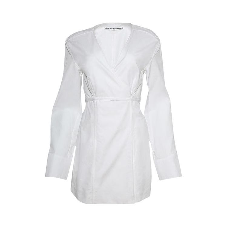 Alexander Wang Slit Tailored Shirtdress W/ Waist Tie White