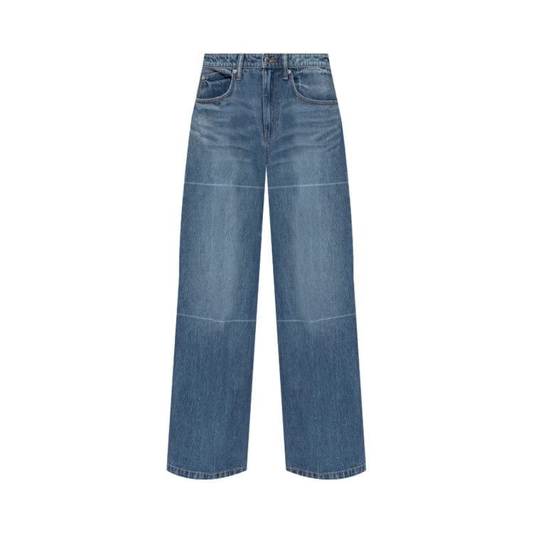 Alexander Wang Straight Pant W/ Faded Fold Lines Vintage Marbled Blue