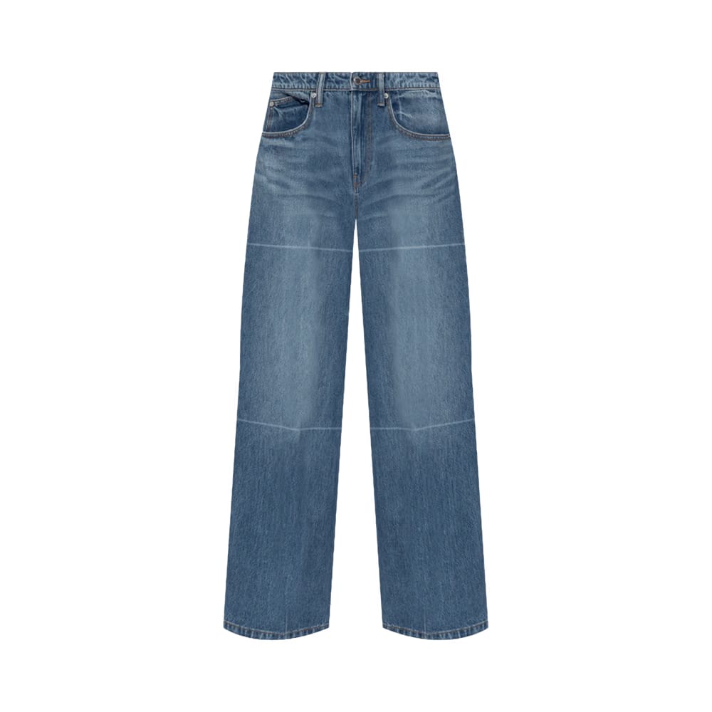 Alexander Wang Straight Pant W/ Faded Fold Lines Vintage Marbled Blue