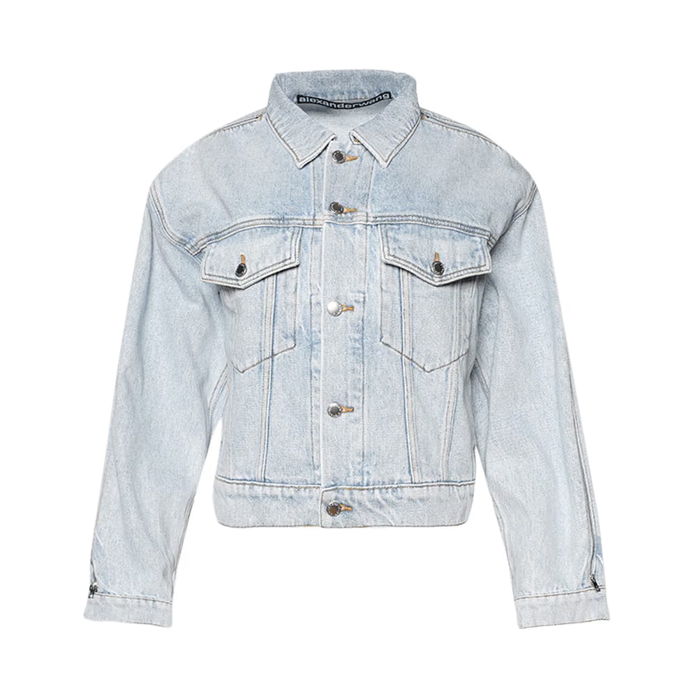 Alexander Wang Zipped Sleeve Rounded Trucker Jacket Bleach