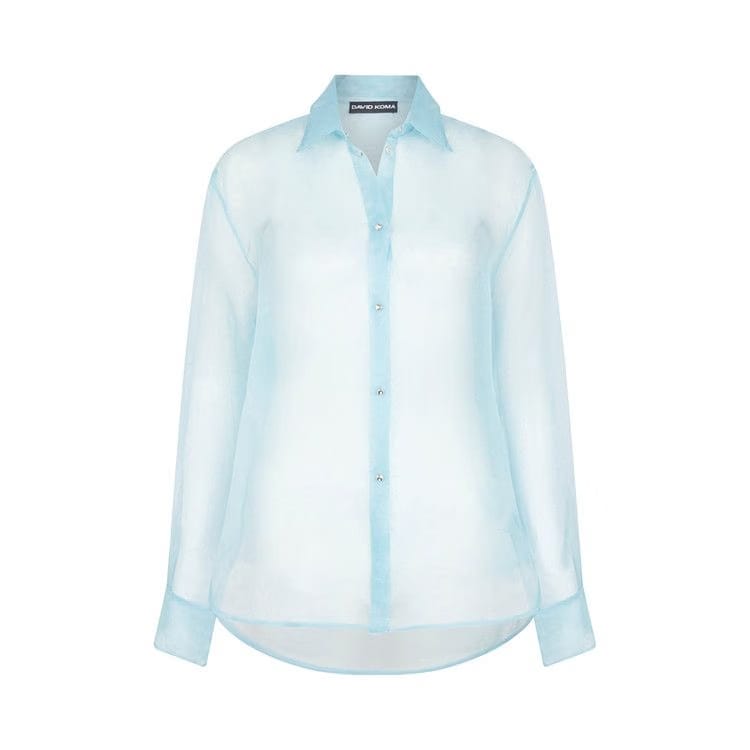 David Koma Organza Overshirt Blue