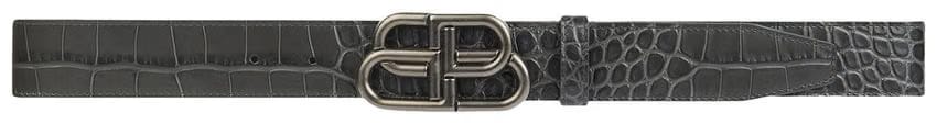 Balenciaga Croc Embossed BB Logo Belt Dark Grey