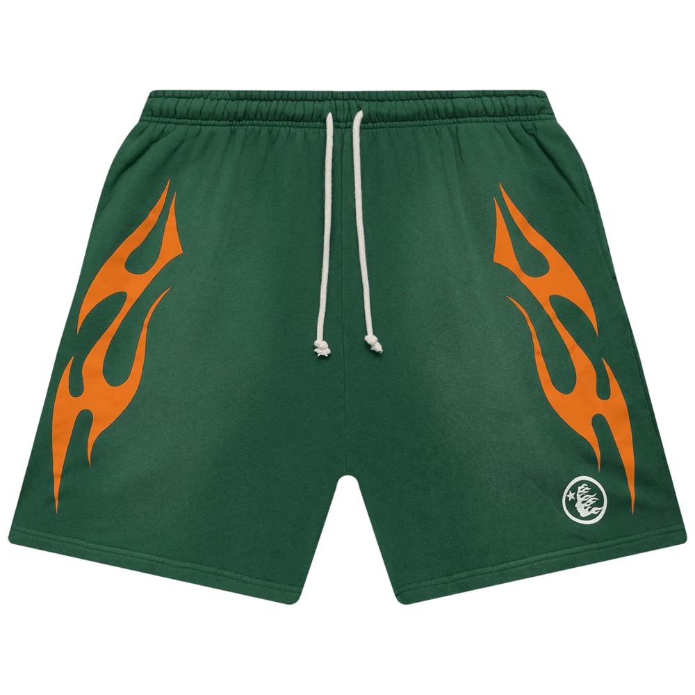 Hellstar Flame Shorts Green