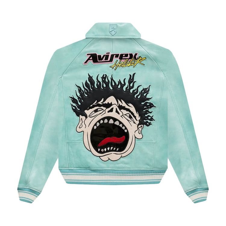 Hellstar Icon Leather Jacket Aqua Blue