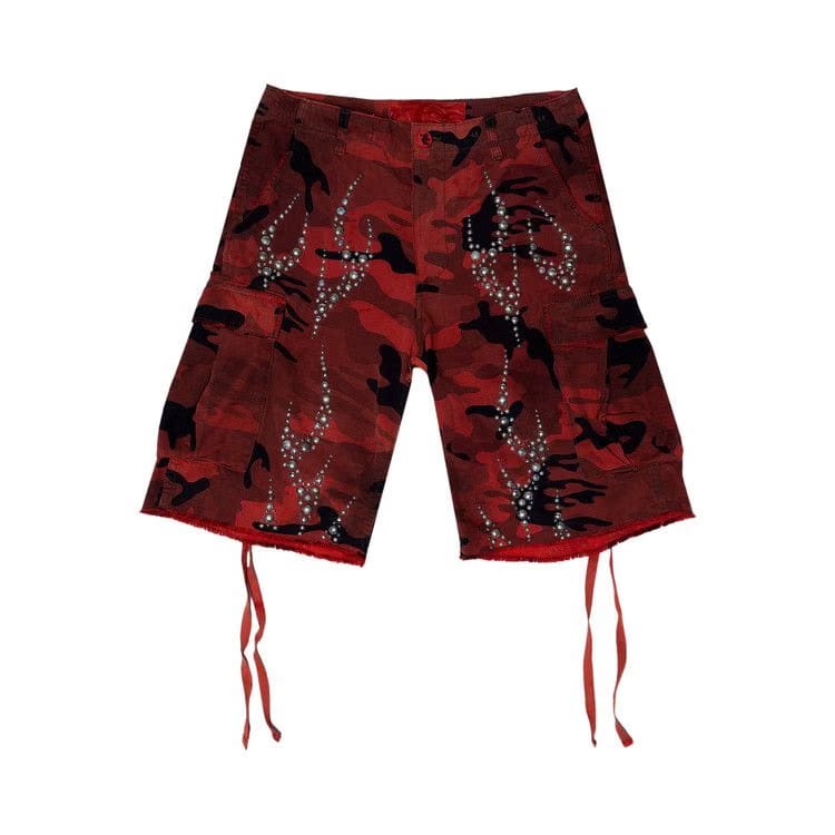 Hellstar Studded Cargo Shorts Red Camo