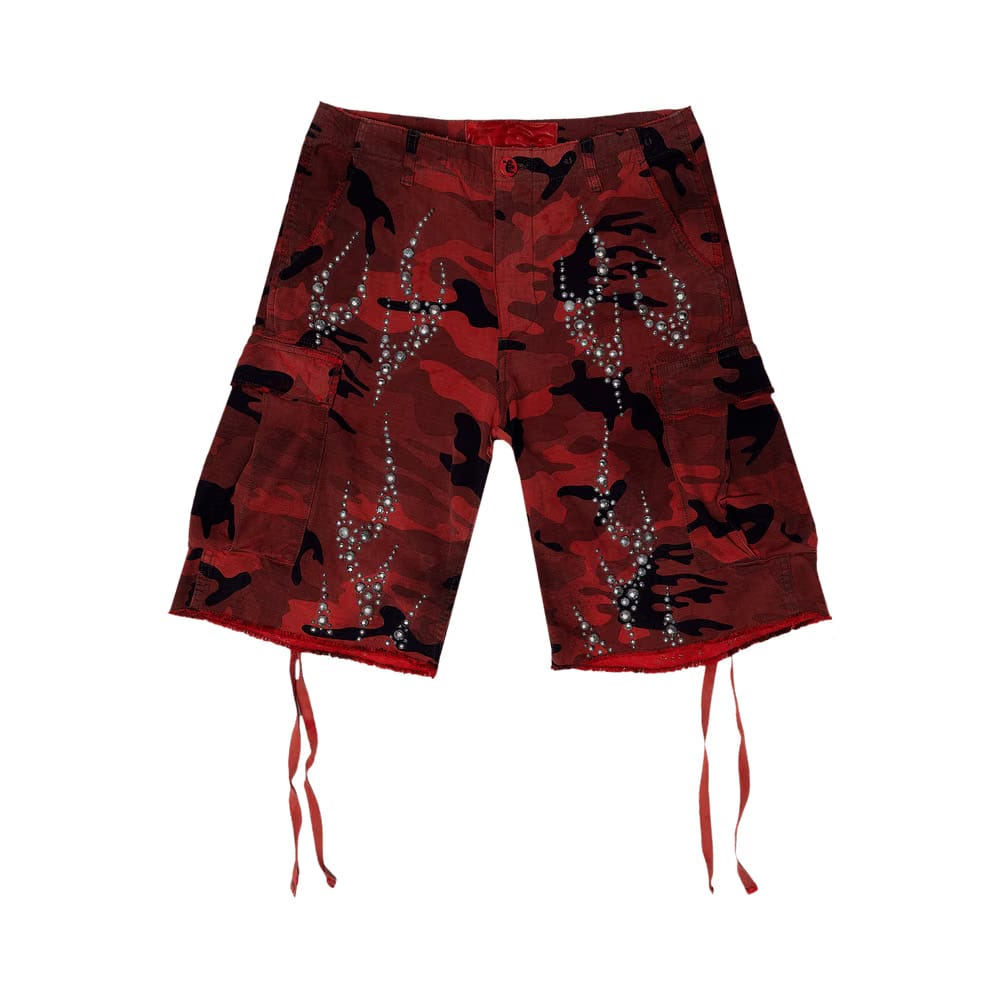 Hellstar Studded Cargo Shorts Red Camo