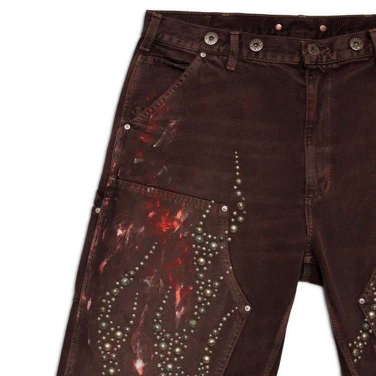 Hellstar Studded Denim Shorts Brown