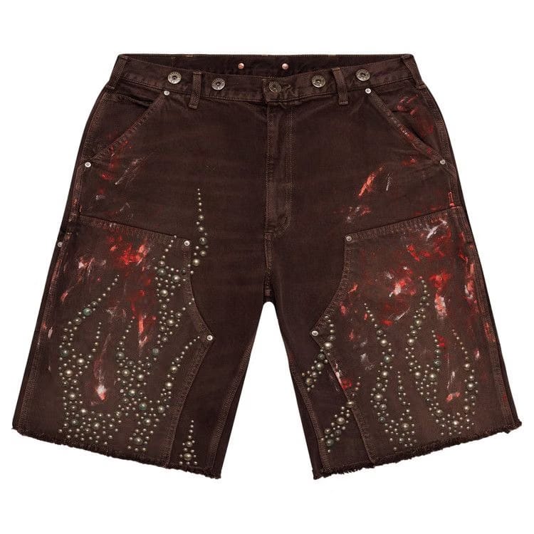 Hellstar Studded Denim Shorts Brown