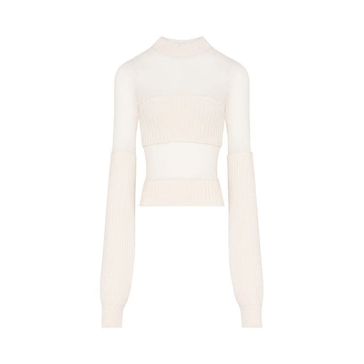 Jean Paul Gaultier Mesh Cut Out Detail Top Ecru