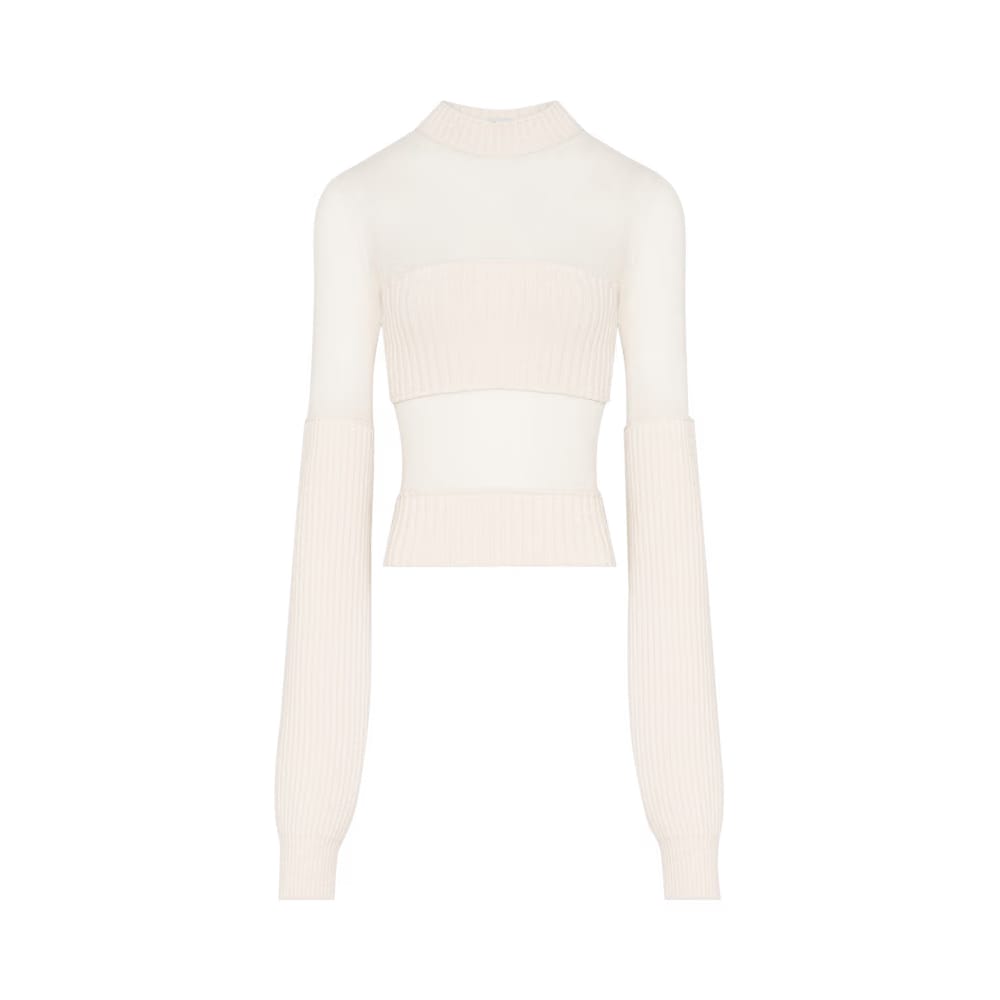 Jean Paul Gaultier Mesh Cut Out Detail Top Ecru