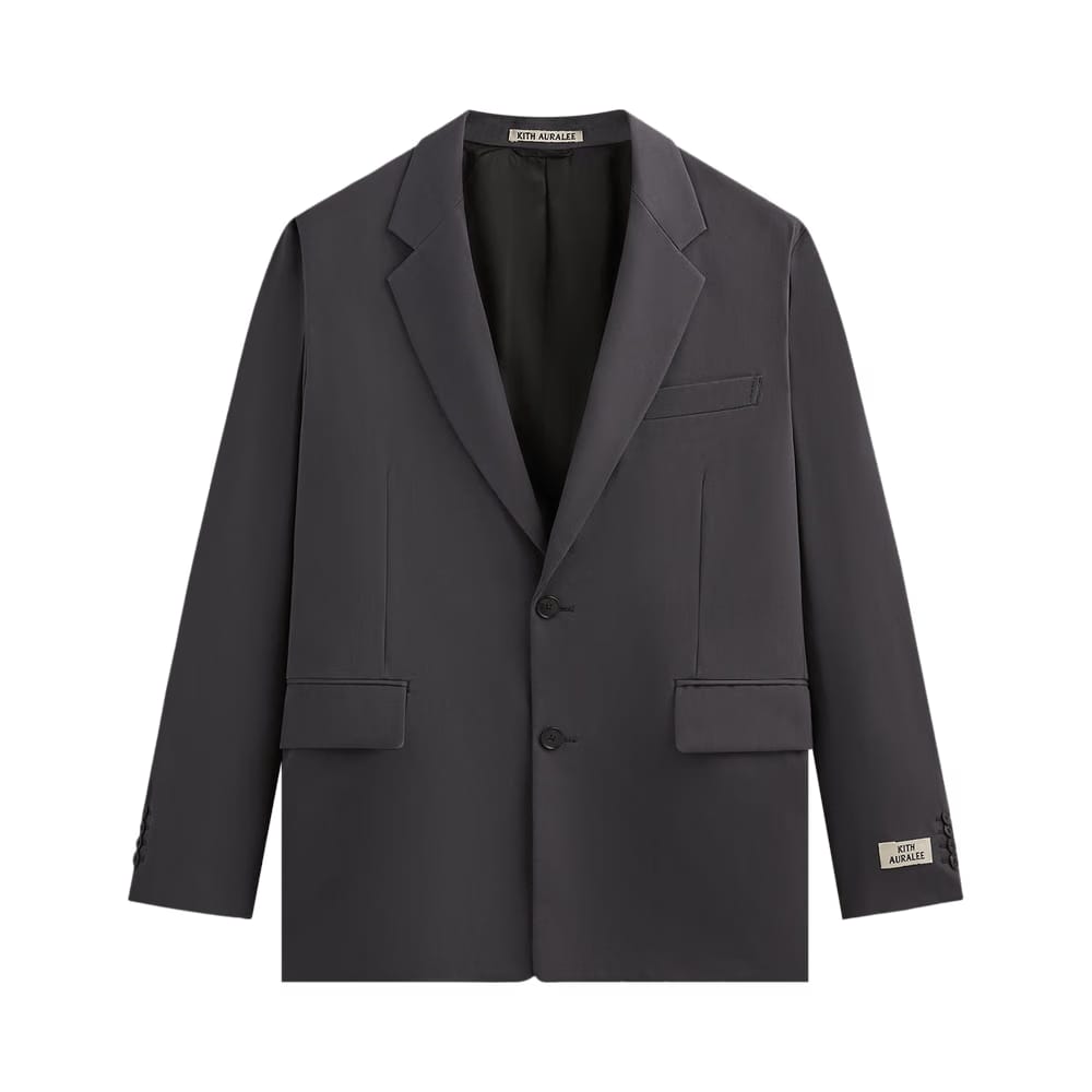 Kith 101 For Auralee Light Wool Max Gabardine Jacket Grey Pinstripe