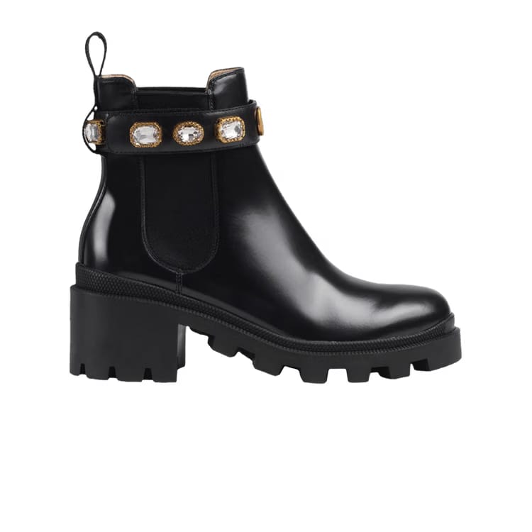 Gucci Wmns Leather Ankle Boot 'Belt - Black'