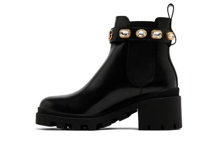 Gucci Wmns Leather Ankle Boot 'Belt - Black'