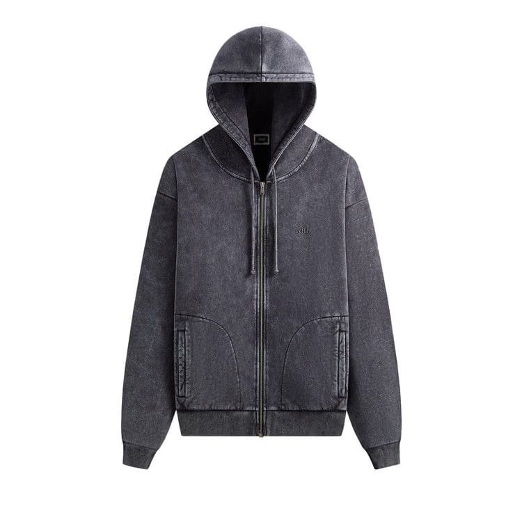 Kith Antique Wash Full Zip Nelson Hoodie Black