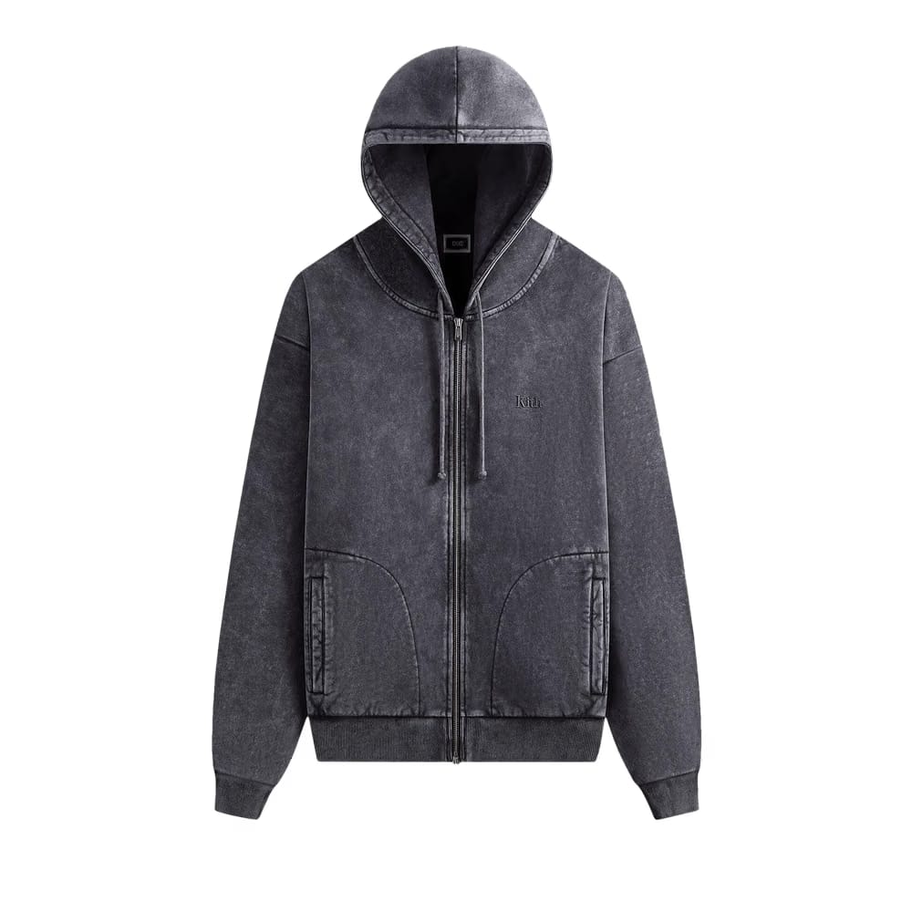 Kith Antique Wash Full Zip Nelson Hoodie Black