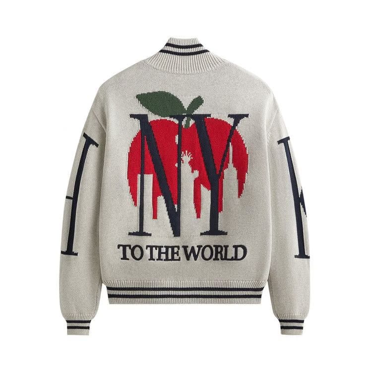 Kith Big Letter New York Wyona Full Zip Sweater Light Heather Grey