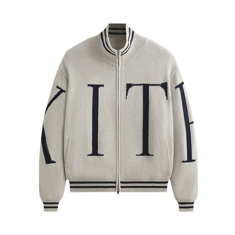 Kith Big Letter New York Wyona Full Zip Sweater Light Heather Grey