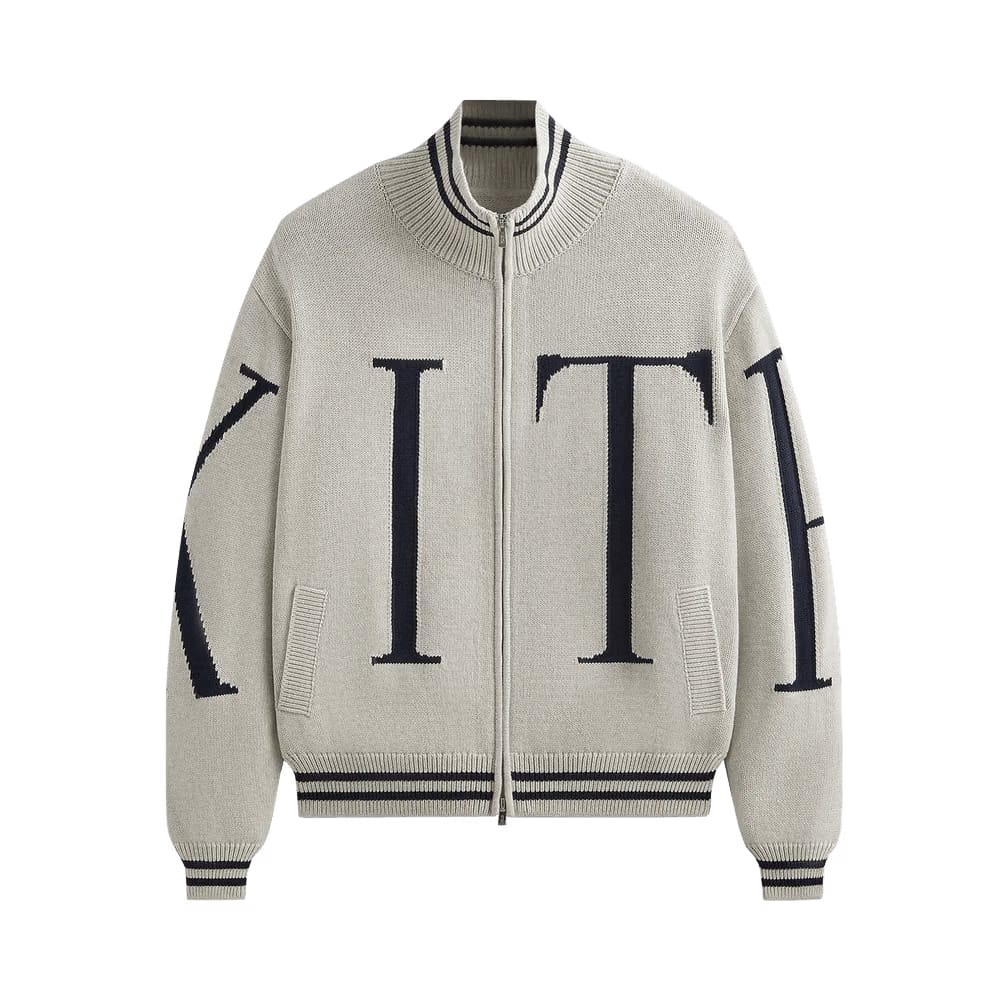 Kith Big Letter New York Wyona Full Zip Sweater Light Heather Grey